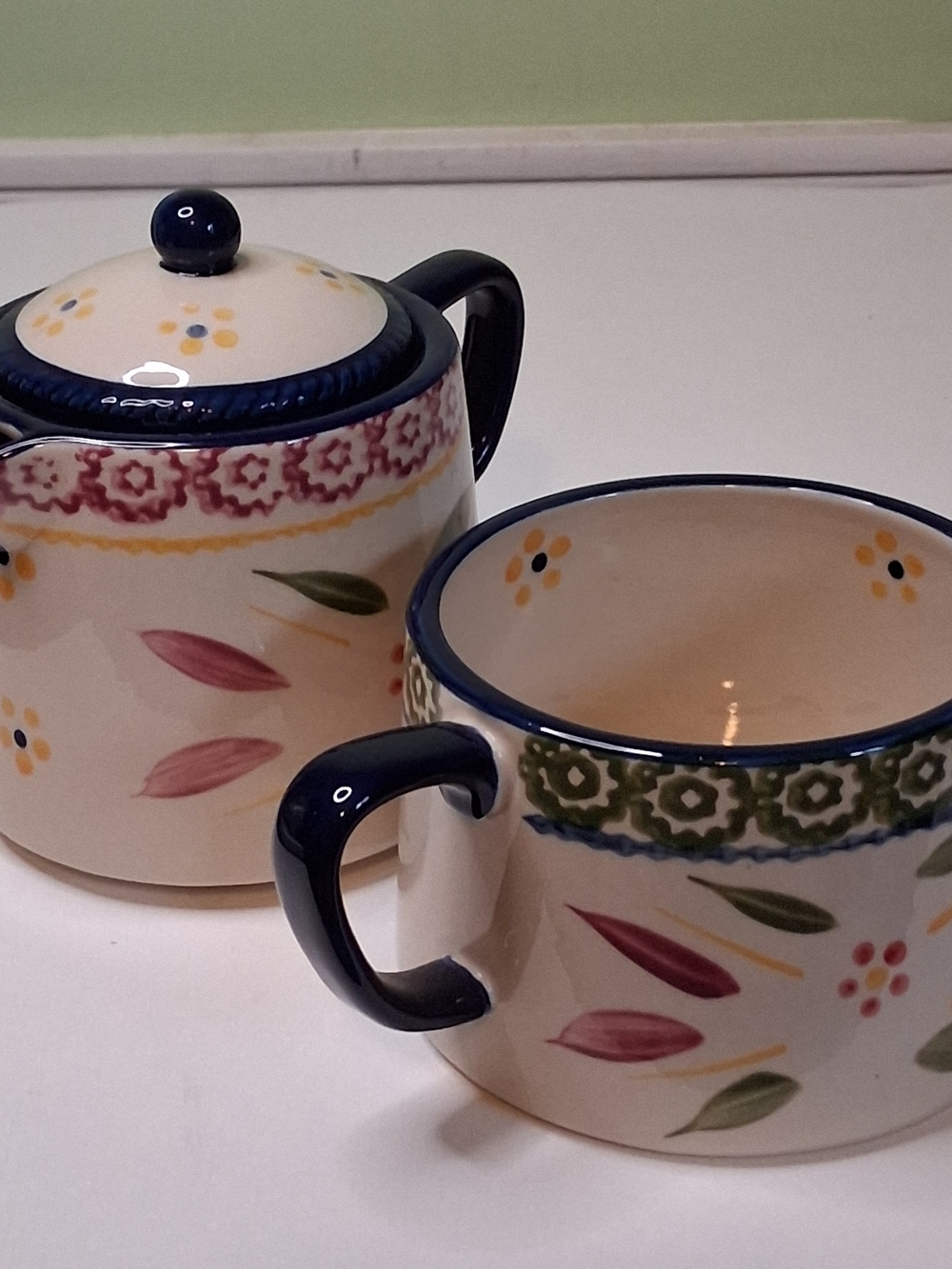 Temp-Tations Cream Ceramic Mug with Floral Accents